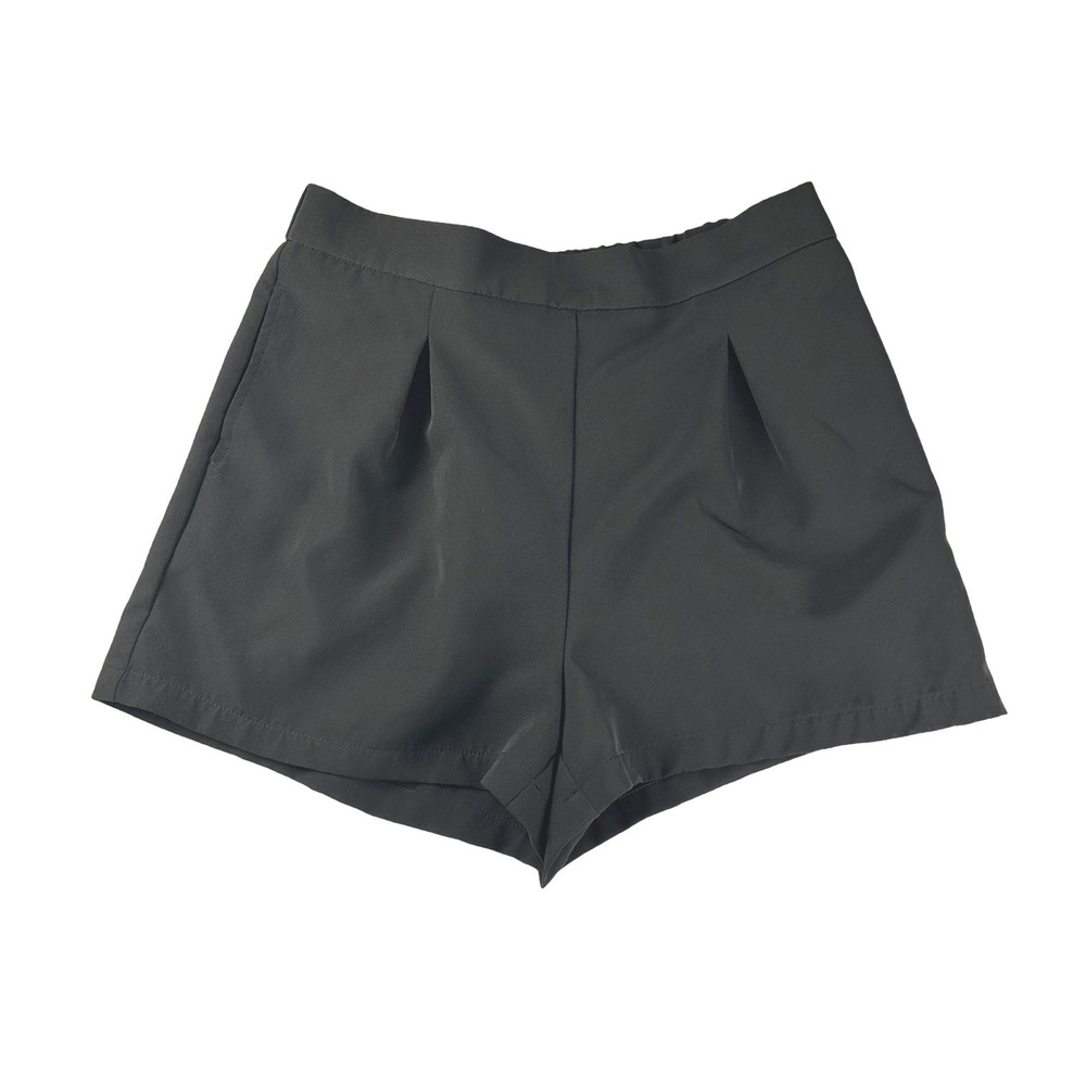 Sincerely Jules Women's High Waisted Black‎ Pleated Shorts Elastic Back Dressy